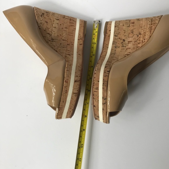 Prada Milano Nude Peep Toe Wedges Size 38/8 - Picture 2 of 8